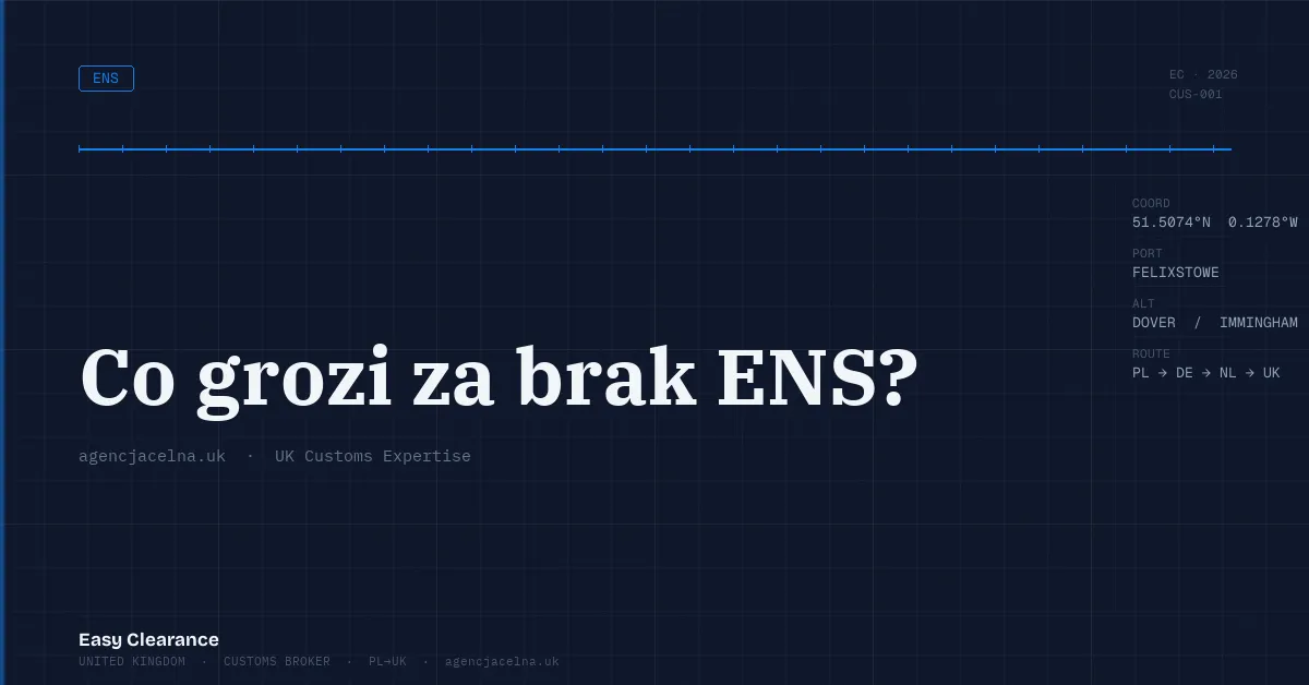 Co grozi za brak ens – Agencja Celna UK-PL, odprawy celne, import i eksport