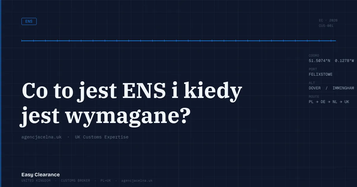 Co to jest ens i kiedy jest wymagane – Agencja Celna UK-PL, odprawy celne, import i eksport
