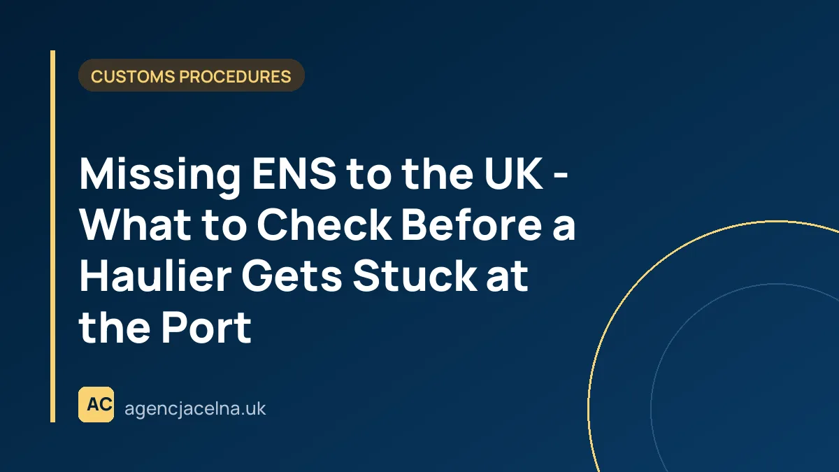 Missing ENS to the UK - What to Check Before a Haulier Gets Stuck at the Port