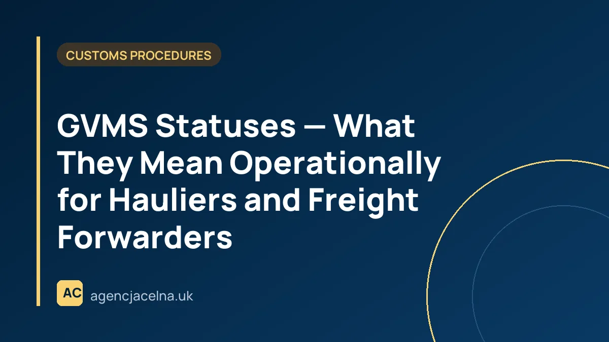 GVMS Statuses — What They Mean Operationally for Hauliers and Freight Forwarders