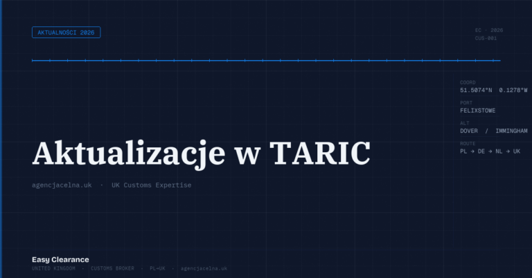 Aktualizacje w taric – Agencja Celna UK-PL, odprawy celne, import i eksport