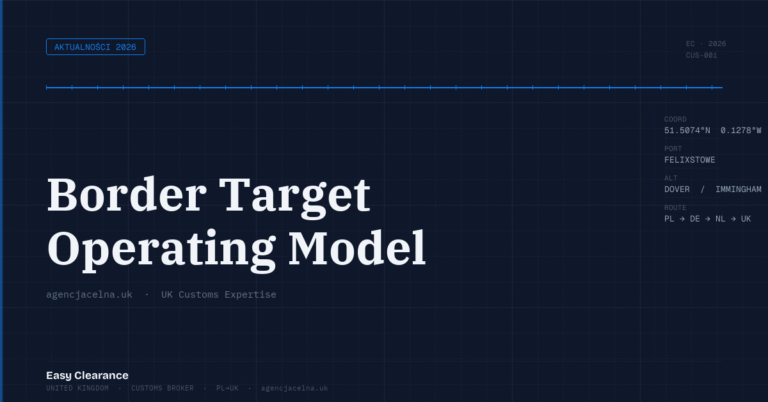 Border target operating model – Agencja Celna UK-PL, odprawy celne, import i eksport