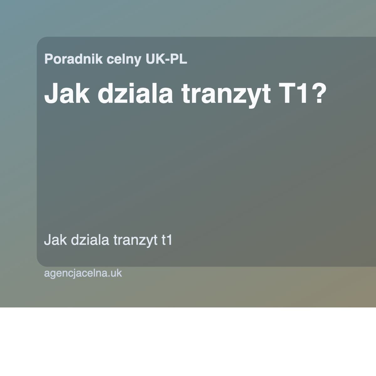 Jak działa tranzyt T1? – Easy Clearance agencja celna UK