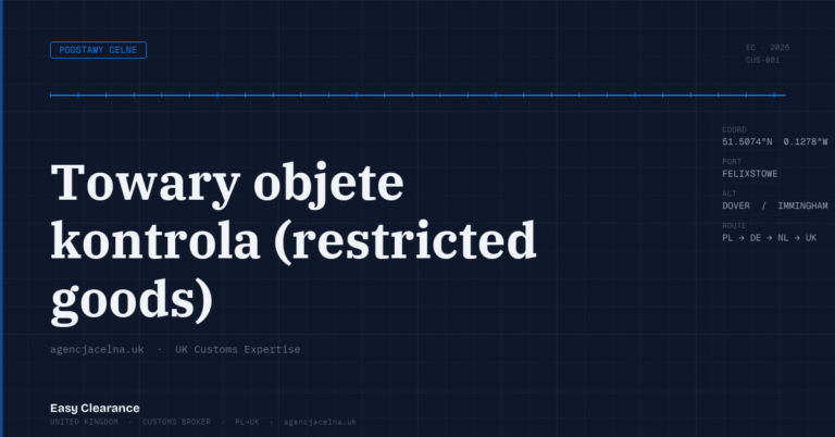 Towary objete kontrola restricted goods – Agencja Celna UK-PL, odprawy celne, import i eksport
