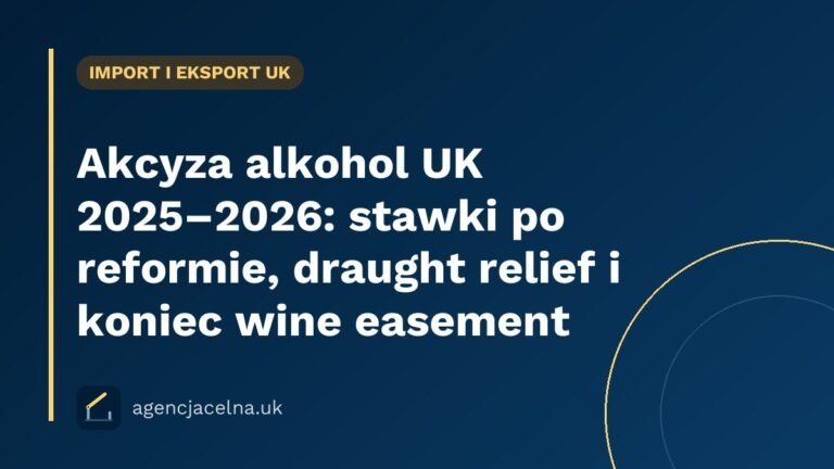 Akcyza alkohol UK 2025–2026: stawki po reformie, draught relief i koniec wine easement